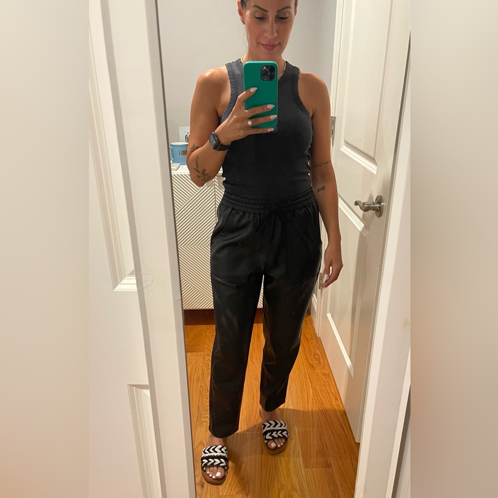 Faux Leather Drawstring Pants - image 5